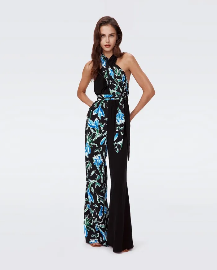 Women Cort Jumpsuit Huge Tulip Fields Blue And Black DVF Jumpsuits and Rompers Women Cort Jumpsuit Huge Tulip Fields Blue And Black DVF Jumpsuits and Rompers