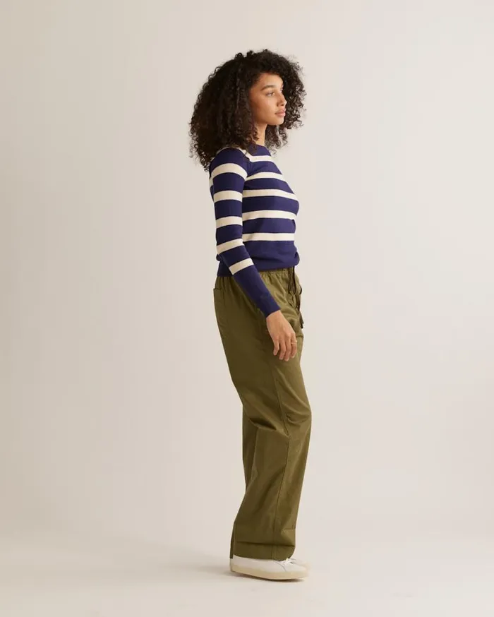 Women COTTONCASHMERE STRIPED PULLOVER Navycream Pendleton Sweaters