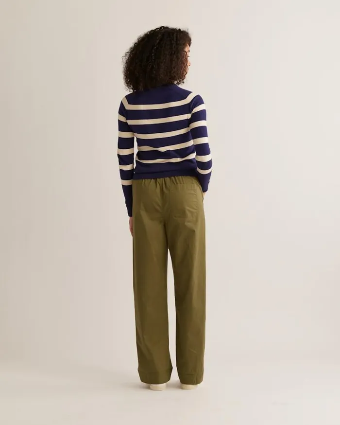Women COTTONCASHMERE STRIPED PULLOVER Navycream Pendleton Sweaters