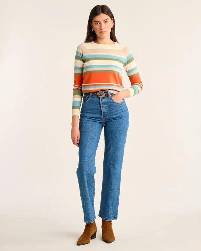 Women COTTONCASHMERE STRIPED SWEATER Ivory Multi Pendleton Sweaters