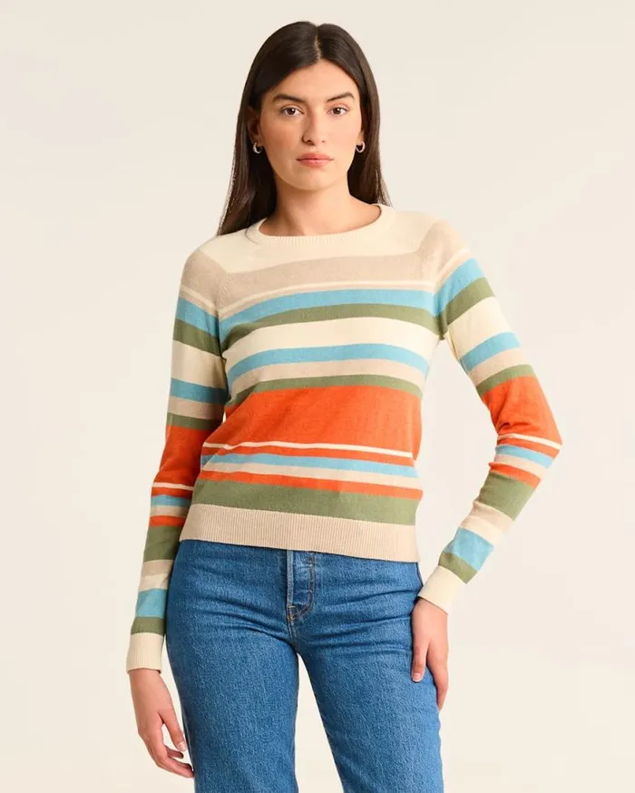 Women COTTONCASHMERE STRIPED SWEATER Ivory Multi Pendleton Sweaters