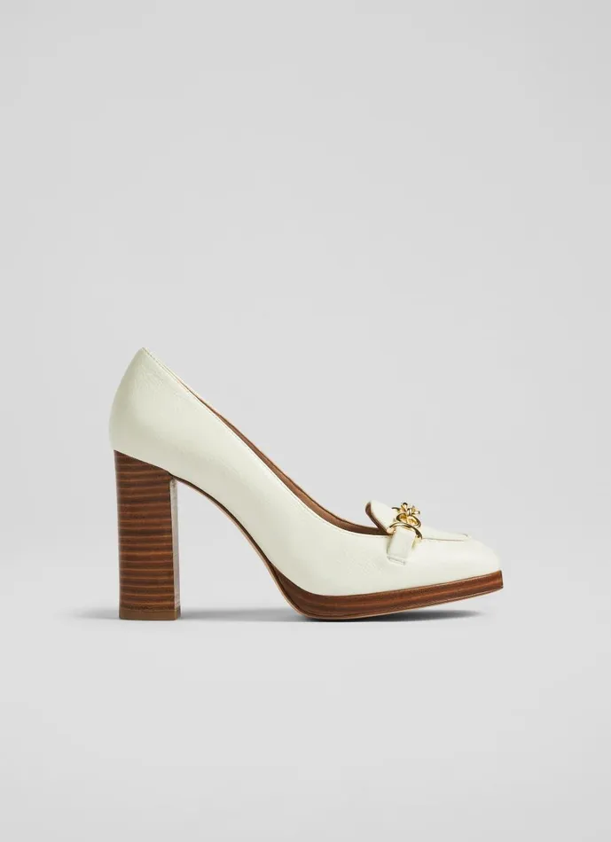 Women Court Shoes LKBennett Attley Cream Grainy Leather Platform Loafers Ecru Women Court Shoes LKBennett Attley Cream Grainy Leather Platform Loafers Ecru
