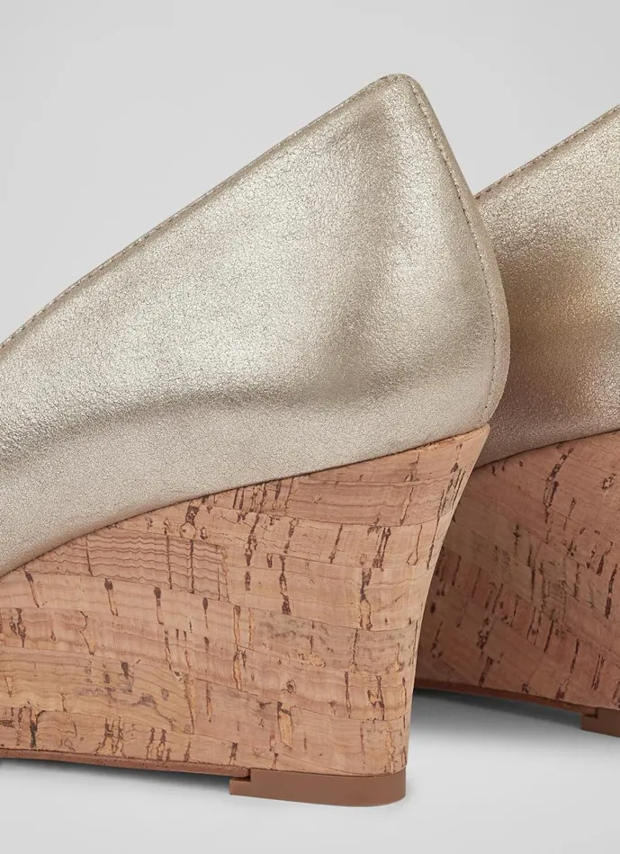 Women Court Shoes LKBennett Eevi Gold Suede Cork Wedges Gold Women Court Shoes LKBennett Eevi Gold Suede Cork Wedges Gold