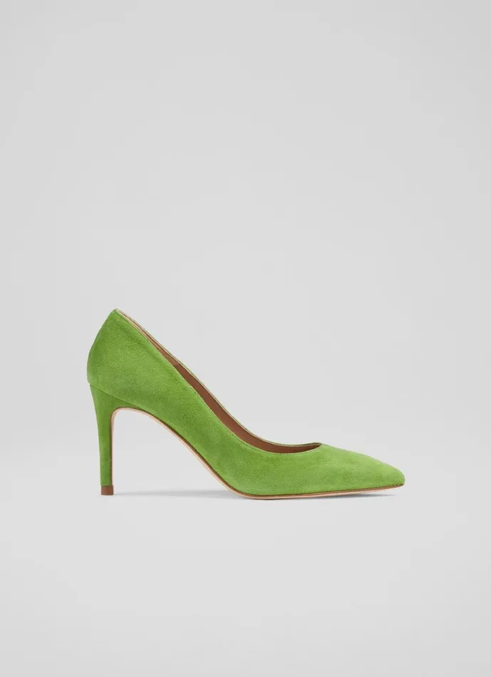 Women Court Shoes LKBennett Floret Apple Green Suede Pointed Toe Courts Green Women Court Shoes LKBennett Floret Apple Green Suede Pointed Toe Courts Green