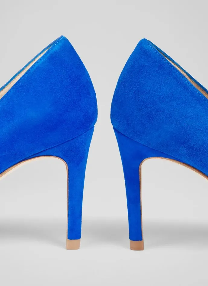 Women Court Shoes LKBennett Floret Blue Suede Pointed Toe Courts Blue