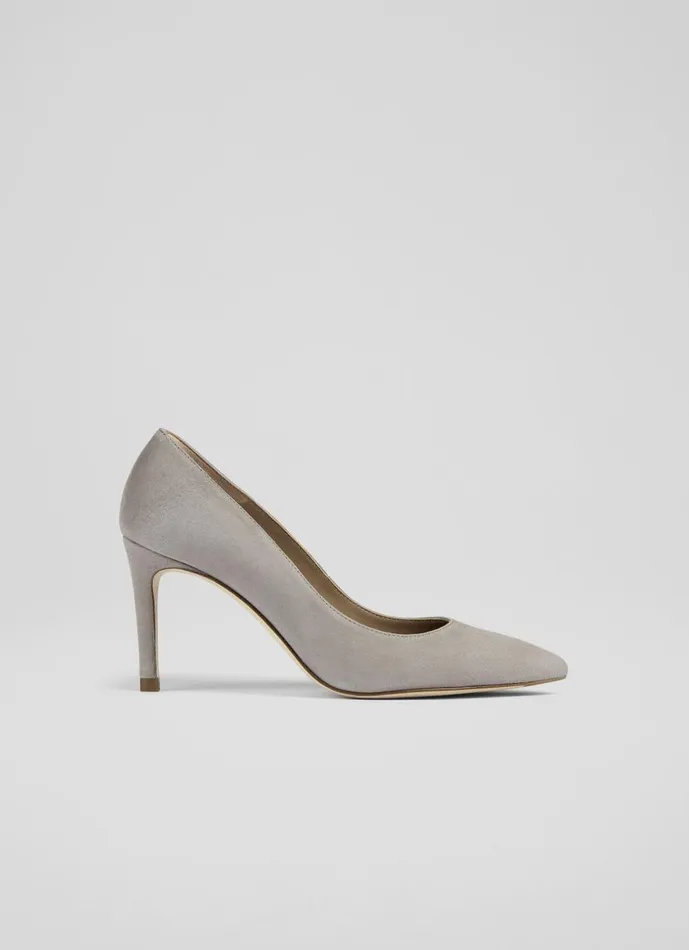 Women Court Shoes LKBennett Floret Grey Suede Pointed Toe Courts Grey