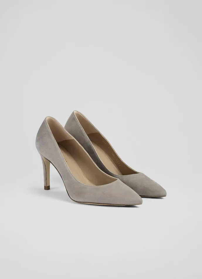 Women Court Shoes LKBennett Floret Grey Suede Pointed Toe Courts Grey