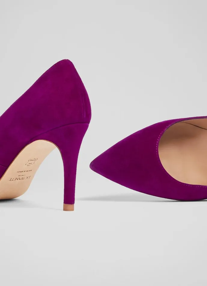 Women Court Shoes LKBennett Floret Magenta Suede Pointed Toe Courts Purple