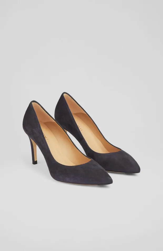 Women Court Shoes LKBennett Floret Navy Suede Pointed Toe Courts Navy Blue Women Court Shoes LKBennett Floret Navy Suede Pointed Toe Courts Navy Blue
