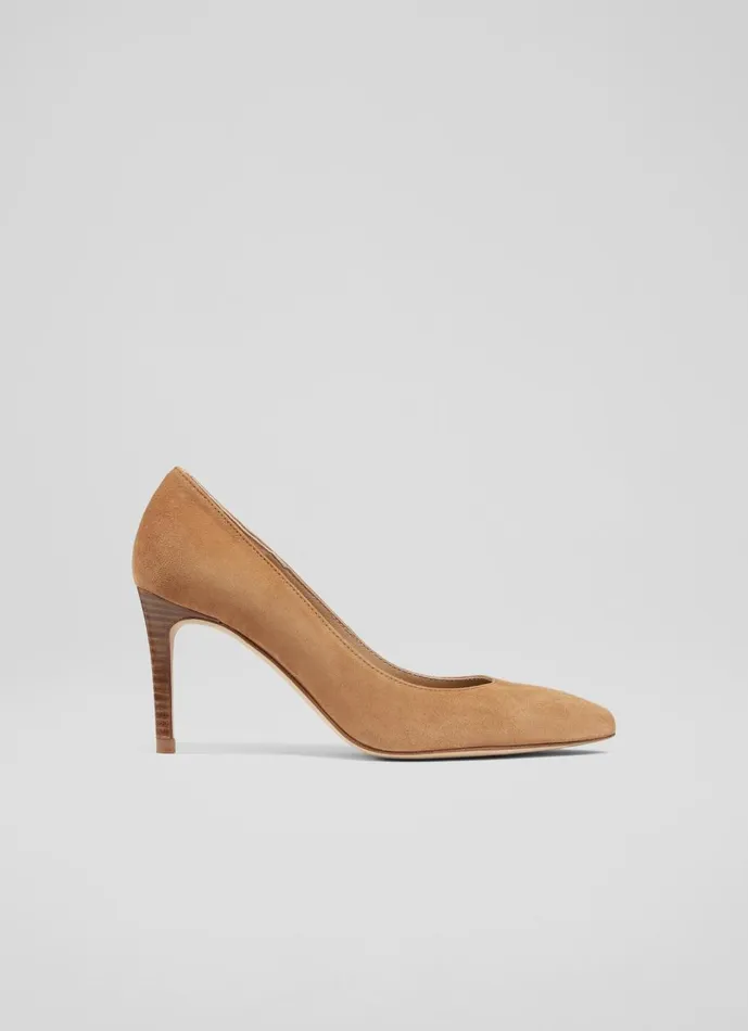 Women Court Shoes LKBennett Floret Nutmeg Suede Pointed Toe Courts Brown