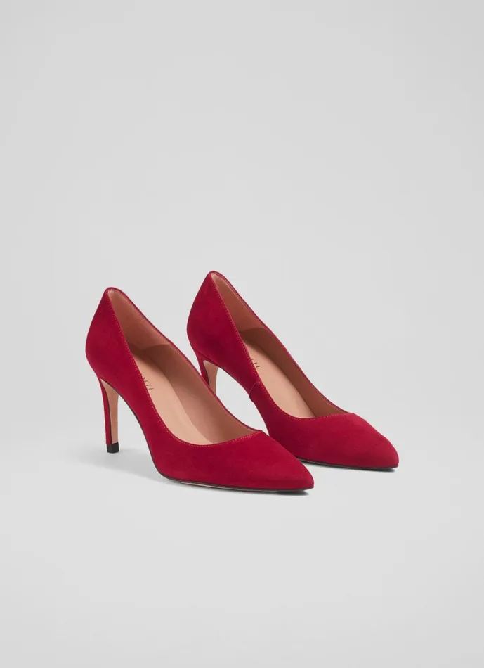 Women Court Shoes LKBennett Floret Red Dahlia Suede Pointed Toe Courts Red Women Court Shoes LKBennett Floret Red Dahlia Suede Pointed Toe Courts Red
