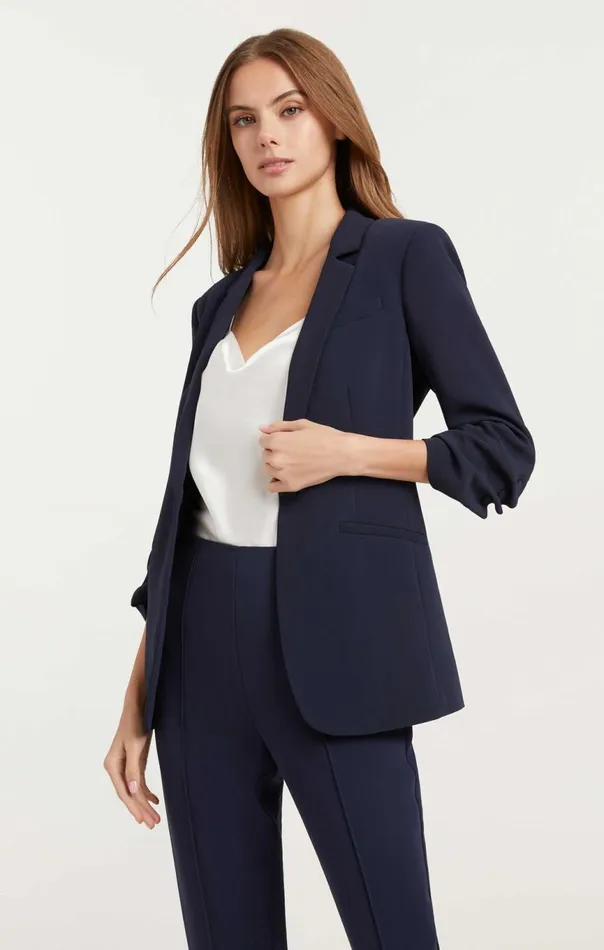Women Crepe Khloe Blazer Navy Cinq Sept Jackets