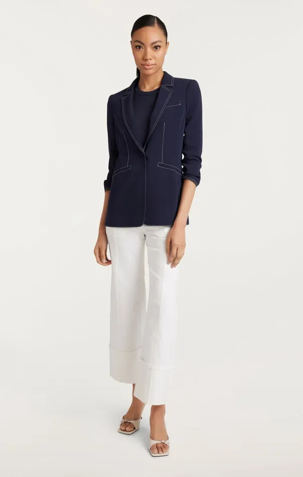 Women Crepe Khloe Blazer Navyivory Cinq Sept Blazers