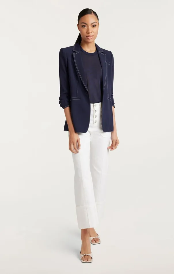 Women Crepe Khloe Blazer Navyivory Cinq Sept Blazers
