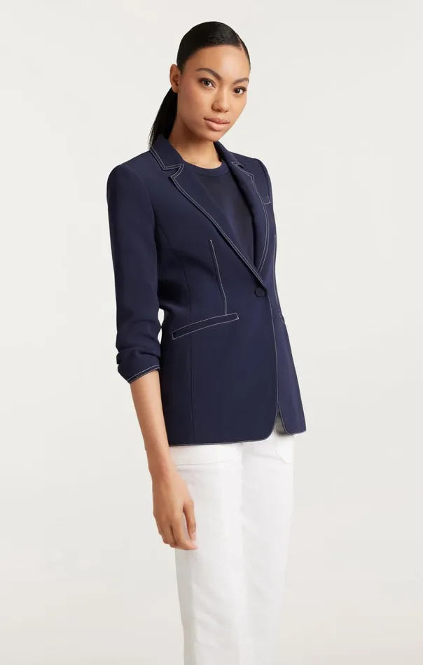Women Crepe Khloe Blazer Navyivory Cinq Sept Blazers