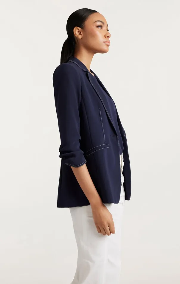 Women Crepe Khloe Blazer Navyivory Cinq Sept Blazers