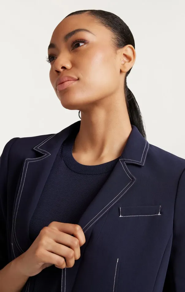 Women Crepe Khloe Blazer Navyivory Cinq Sept Blazers