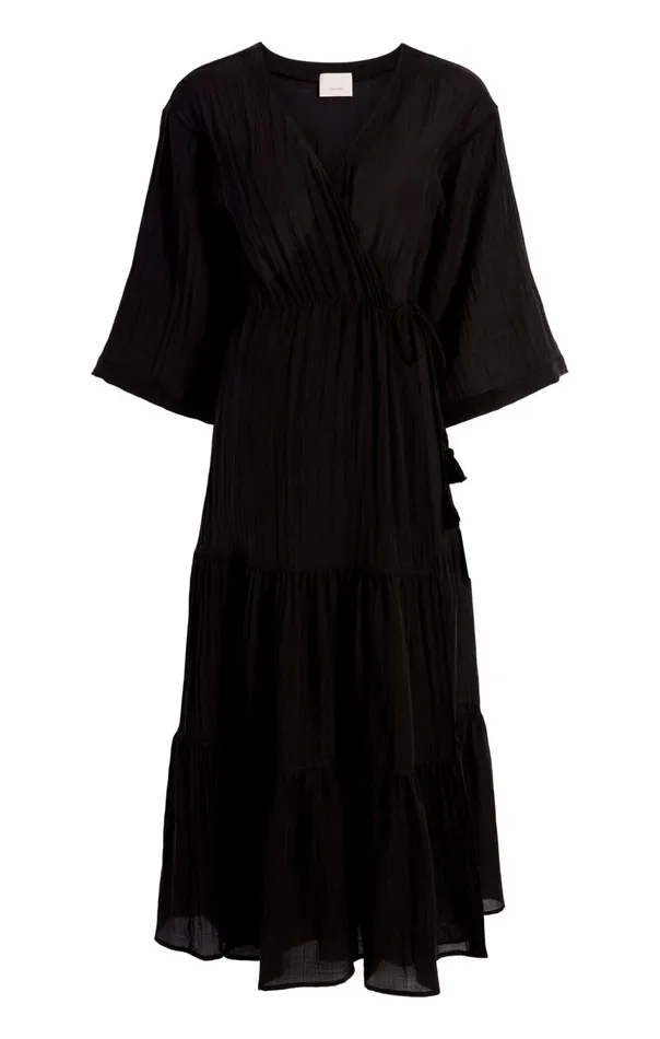 Women Crinkle Tencel Torey Dress Black Cinq Sept Coverups