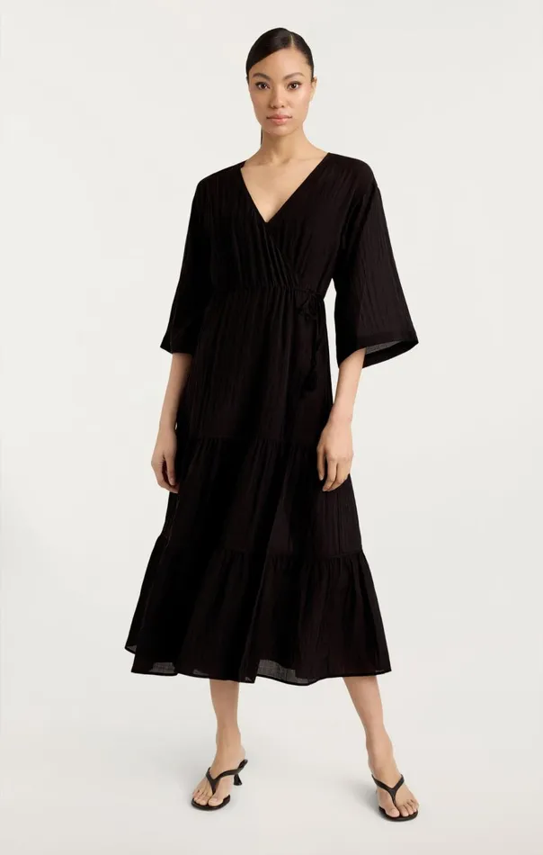 Women Crinkle Tencel Torey Dress Black Cinq Sept Coverups