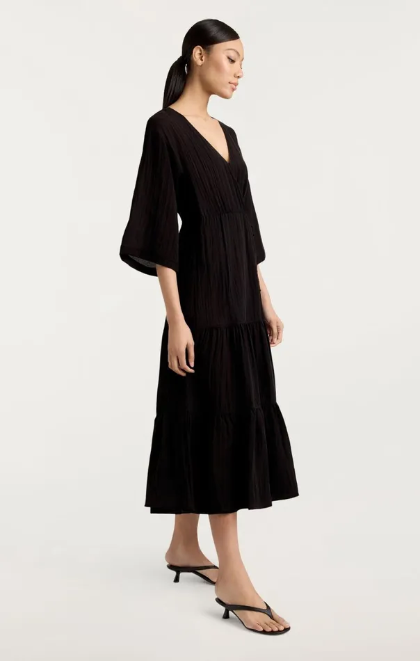 Women Crinkle Tencel Torey Dress Black Cinq Sept Coverups