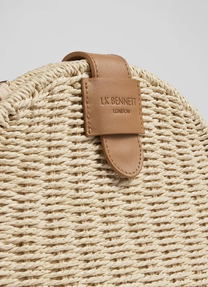 Women CrossBody Bags LKBennett Lorena Cream Wicker Shoulder Bag