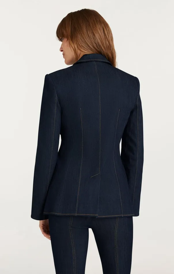 Women Crystal Denim Bow Cheyenne Blazer Indigo Cinq Sept Blazers