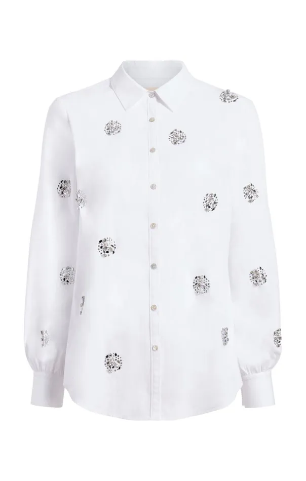 Women Crystal Dot Tianna Top White Cinq Sept Long Sleeve Tops