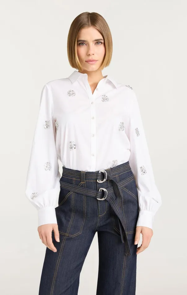 Women Crystal Dot Tianna Top White Cinq Sept Long Sleeve Tops