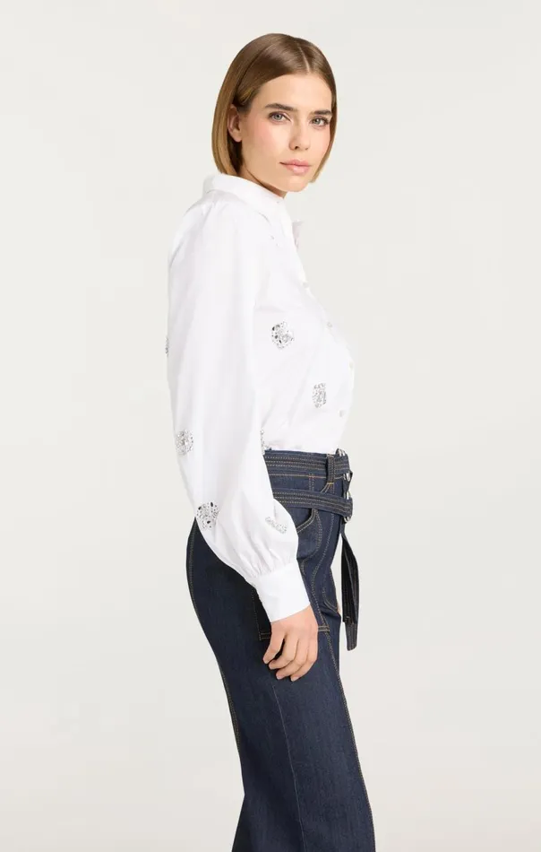 Women Crystal Dot Tianna Top White Cinq Sept Long Sleeve Tops