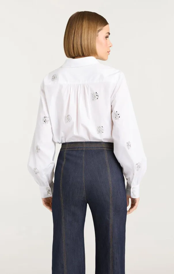Women Crystal Dot Tianna Top White Cinq Sept Long Sleeve Tops