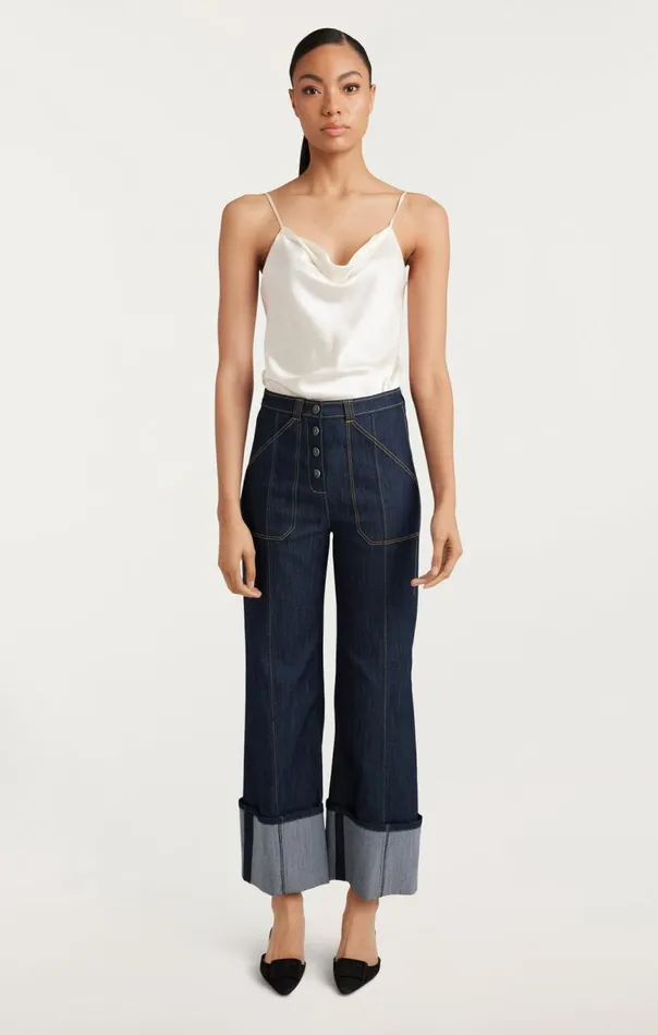 Women Cuffed Benji Pant Indigo Cinq Sept Pants