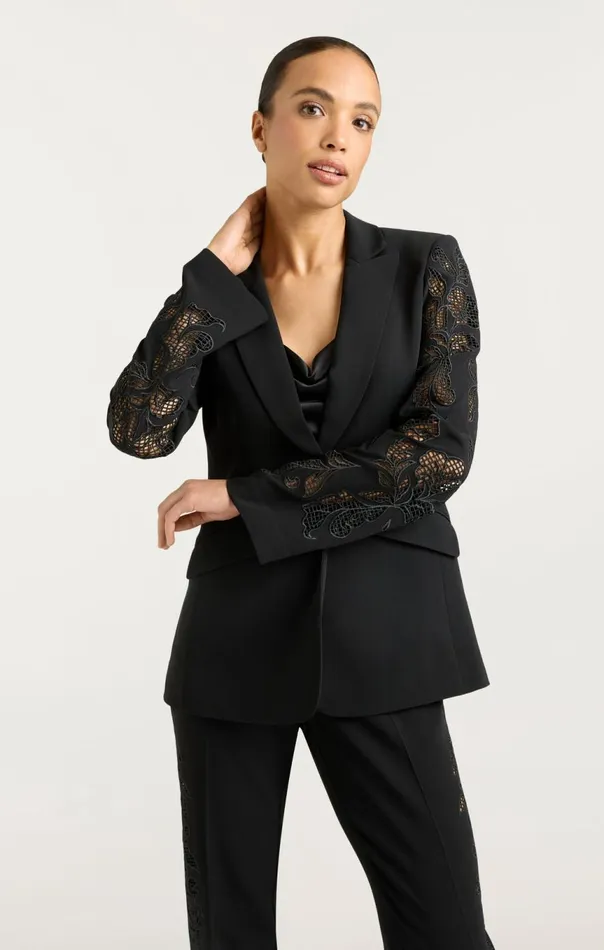 Women Cutout Paisley Embellished Cheyenne Blazer Black Cinq Sept Blazers