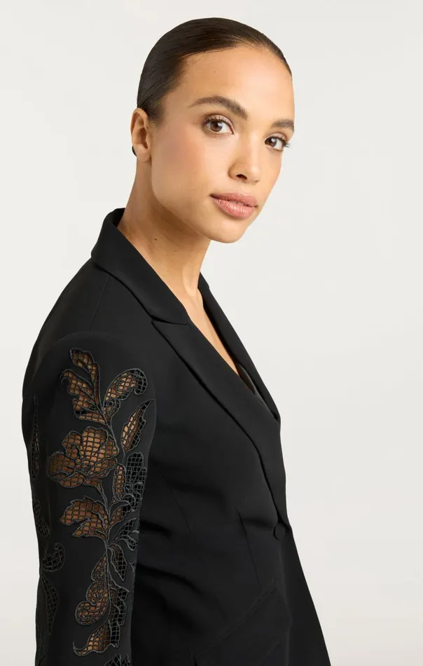 Women Cutout Paisley Embellished Cheyenne Blazer Black Cinq Sept Blazers