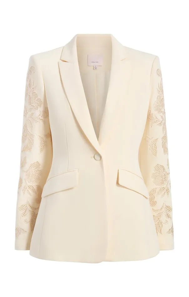 Women Cutout Paisley Embellished Cheyenne Blazer Gardenia Cinq Sept Blazers