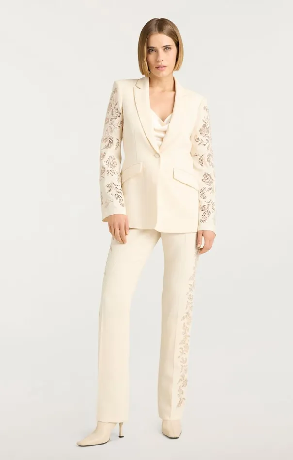 Women Cutout Paisley Embellished Cheyenne Blazer Gardenia Cinq Sept Blazers