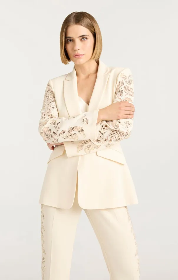Women Cutout Paisley Embellished Cheyenne Blazer Gardenia Cinq Sept Blazers