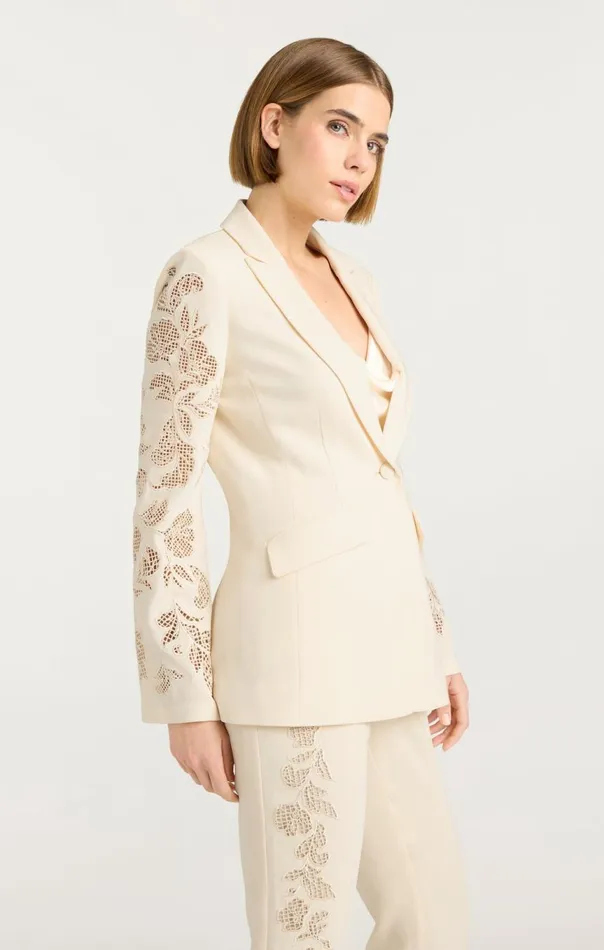 Women Cutout Paisley Embellished Cheyenne Blazer Gardenia Cinq Sept Blazers