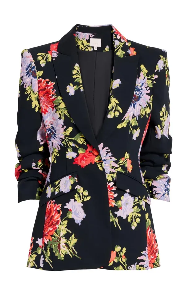 Women Dark Chrysanthemum Scrunched Cheyenne Blazer Blackmulti Cinq Sept Jackets Women Dark Chrysanthemum Scrunched Cheyenne Blazer Blackmulti Cinq Sept Jackets