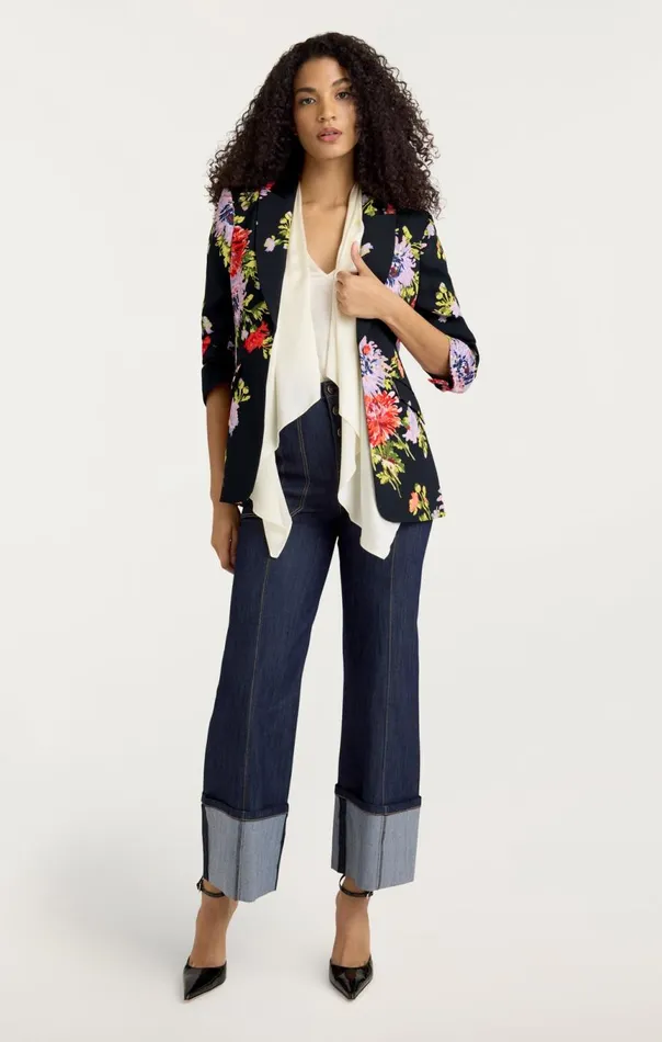 Women Dark Chrysanthemum Scrunched Cheyenne Blazer Blackmulti Cinq Sept Jackets