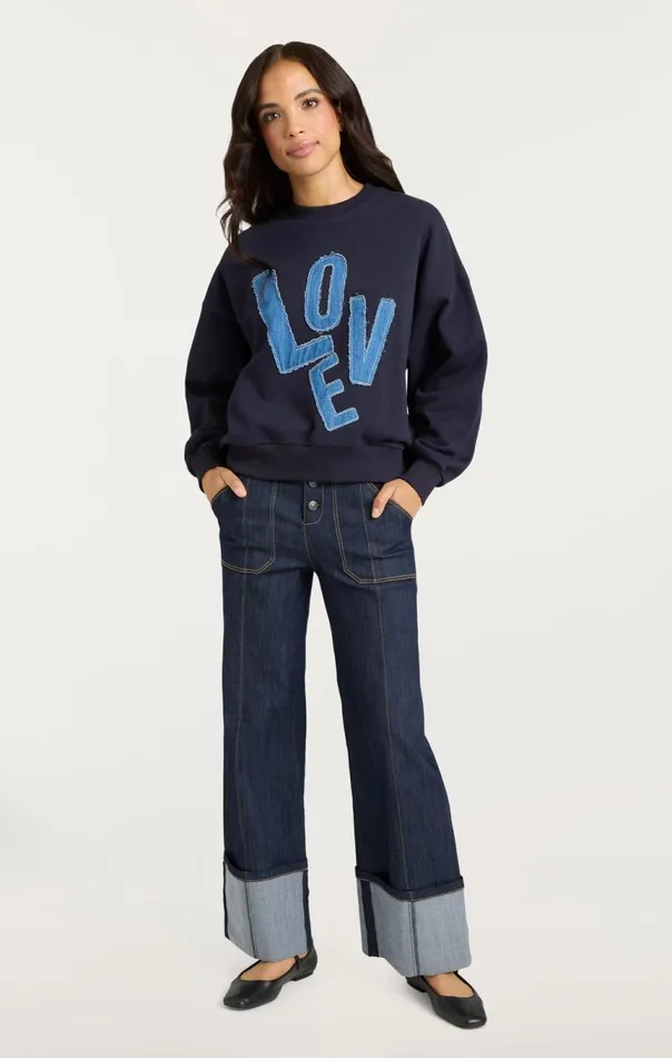 Women Denim Love Brandy Pullover Navy Cinq Sept Long Sleeve Tops