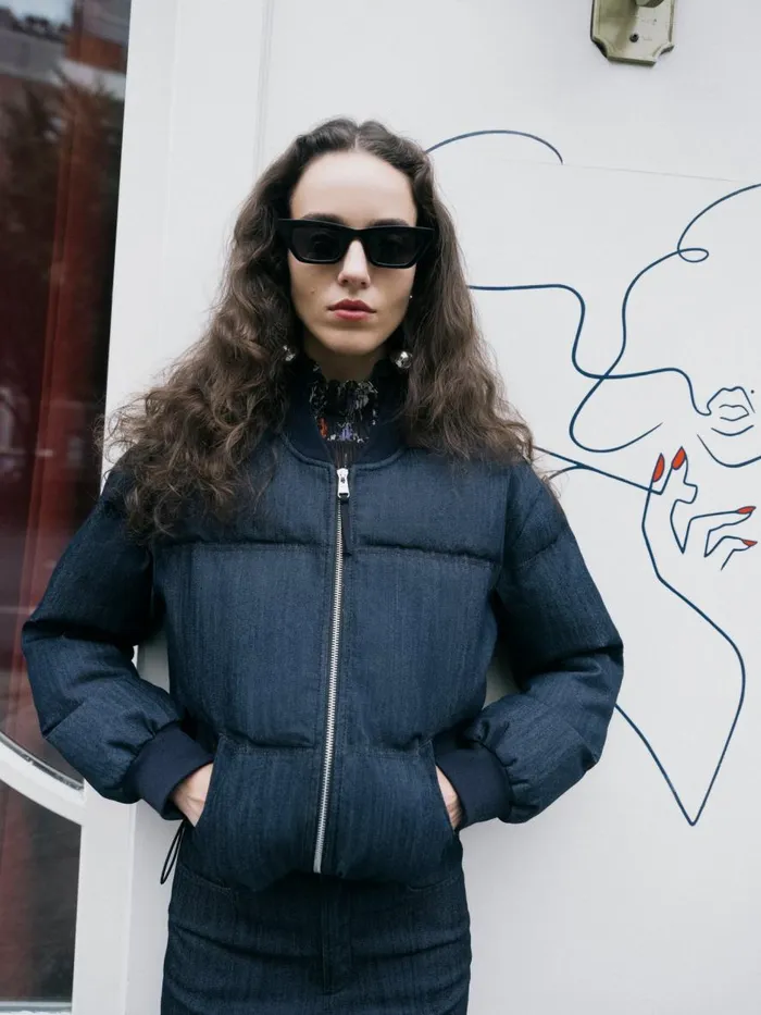 Women Denim Maris Puffer Indigo Cinq Sept Outerwear