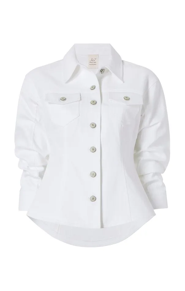 Women Denim Scrunched Canyon Jacket White Cinq Sept Denim