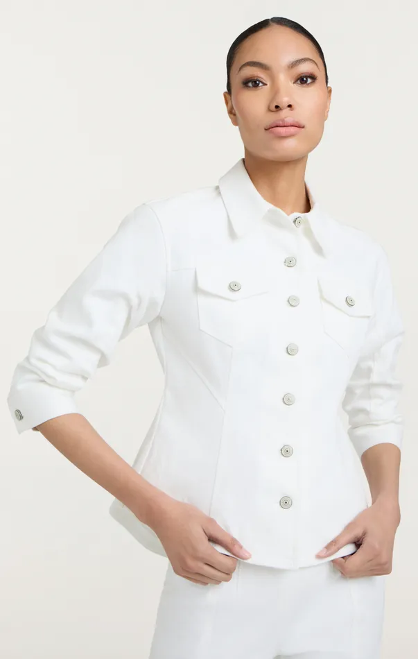 Women Denim Scrunched Canyon Jacket White Cinq Sept Denim