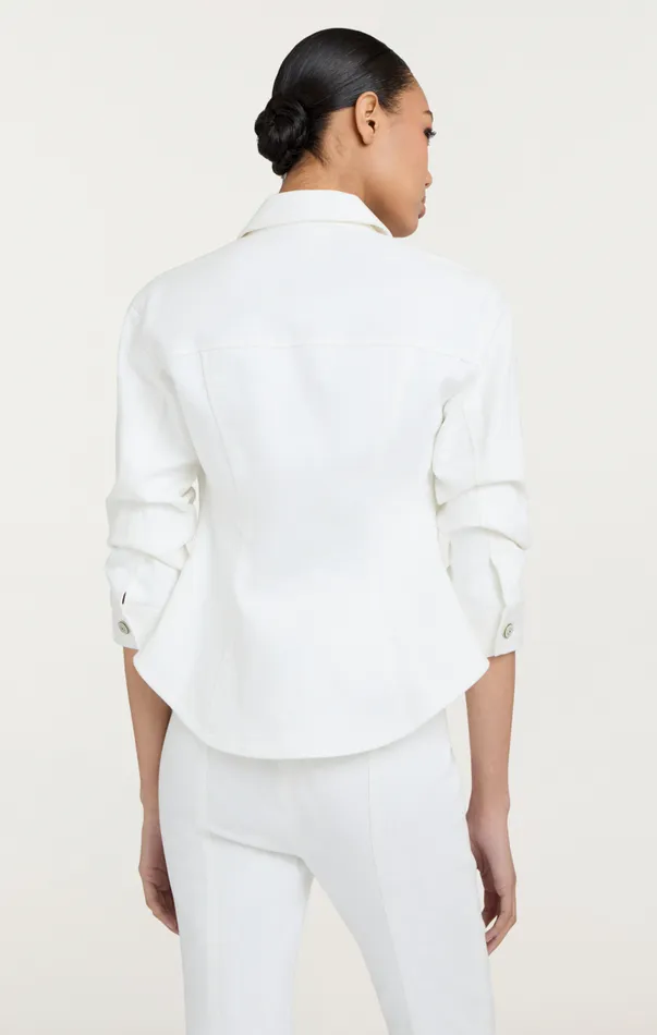 Women Denim Scrunched Canyon Jacket White Cinq Sept Denim