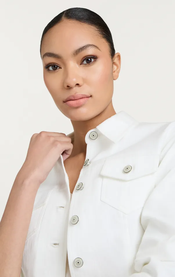 Women Denim Scrunched Canyon Jacket White Cinq Sept Denim