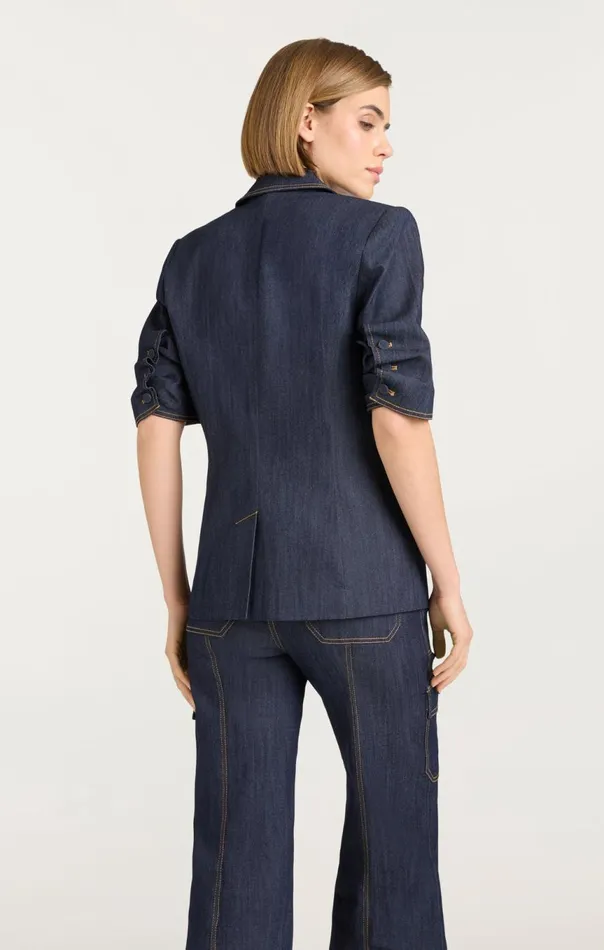 Women Denim Short Sleeve Khloe Blazer Indigo Cinq Sept Blazers