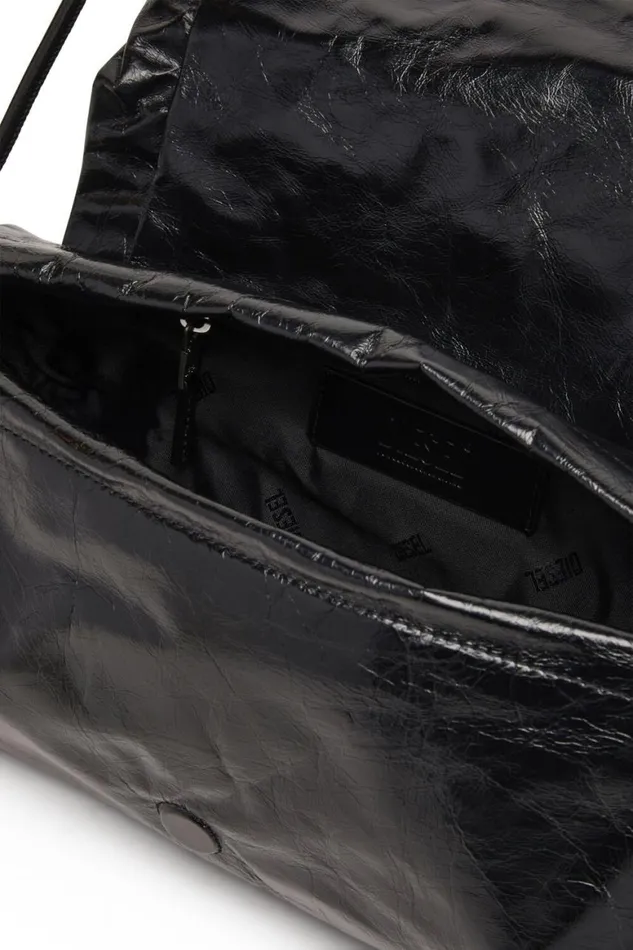 Women Diesel Shoulder Bags SCRUNCHD SHOULDER M Black Women Diesel Shoulder Bags SCRUNCHD SHOULDER M Black