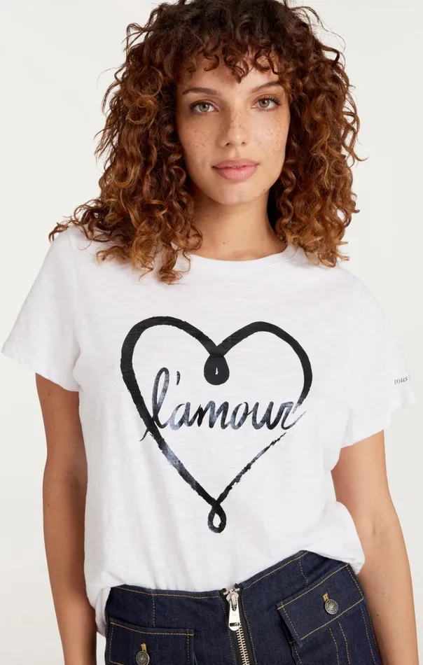Women Doodled L039amour Tee Whiteblack Cinq Sept Tees