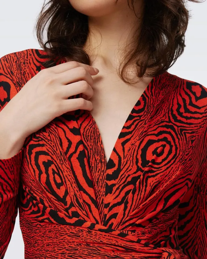 Women Dorothee Dress Wood Grain Red DVF Dresses