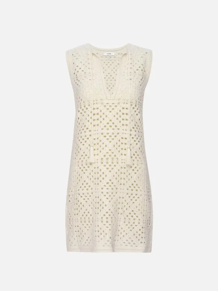 Women Dresses FRAME Crochet Tassel Popover Dress 8212 Cream